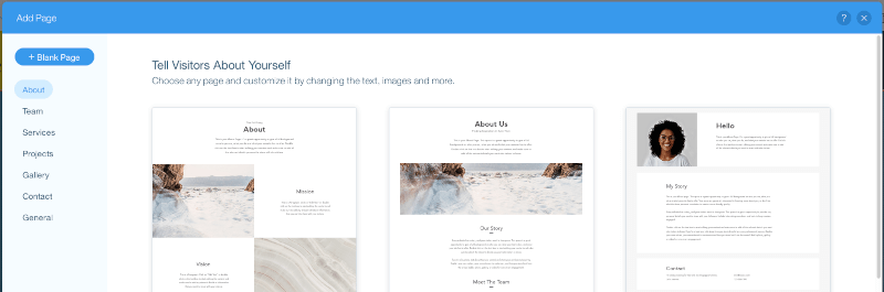 Wix Editor Add Page Type